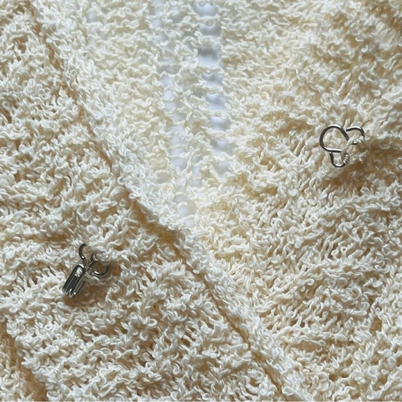 ASTR wrap front sweater pointelle v-neck long sleeve cream size m style at15838c - Picture 8 of 12